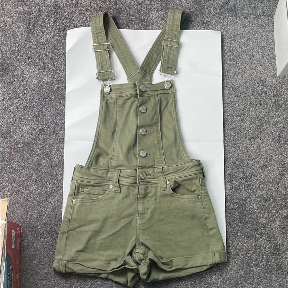 3/$30 Sky and Sparrow Olive Green Women's Denim Overalls